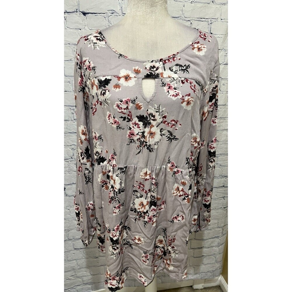 Torrid Women’s Floral Top/dress Baby Doll Long Sleeve High Low 1/14-16/1X